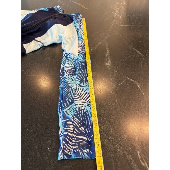 Ladies Rash Guard  Blue longsleeve boy shorts one piece suit XL - Picture 7 of 9